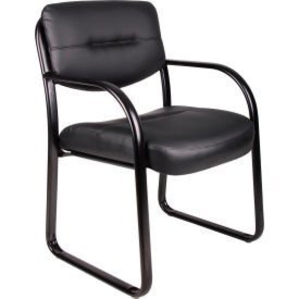 Global Equipment Interion    Waiting Room Chair with Arms - Leather - Black O-I9529-LF